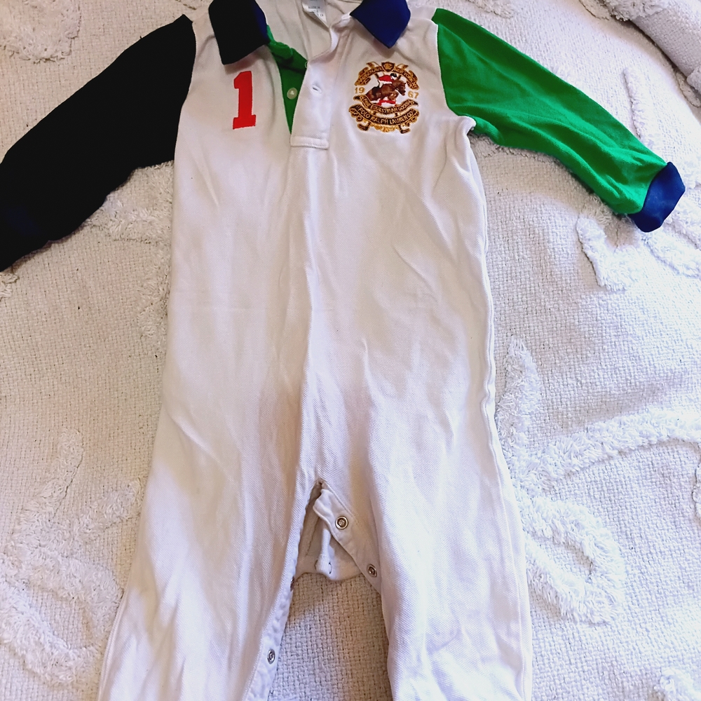 Polo by Ralph Lauren Kids One Piece - White, Green, Navy